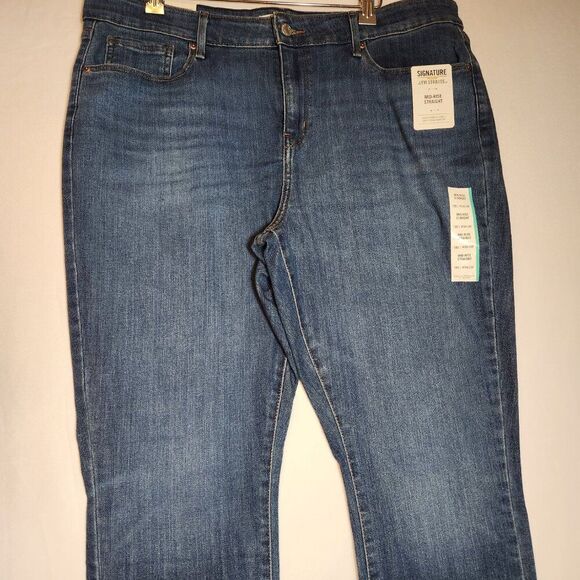 Signature Levi Strauss Women's Mid Rise Straight Sz 18 W34 L30 Jeans Whisker NEW - Picture 3 of 14